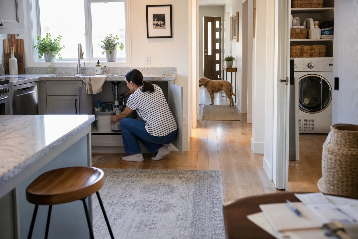 Home scene for Where to Put Water-Leak Sensors under Sinks and Appliances